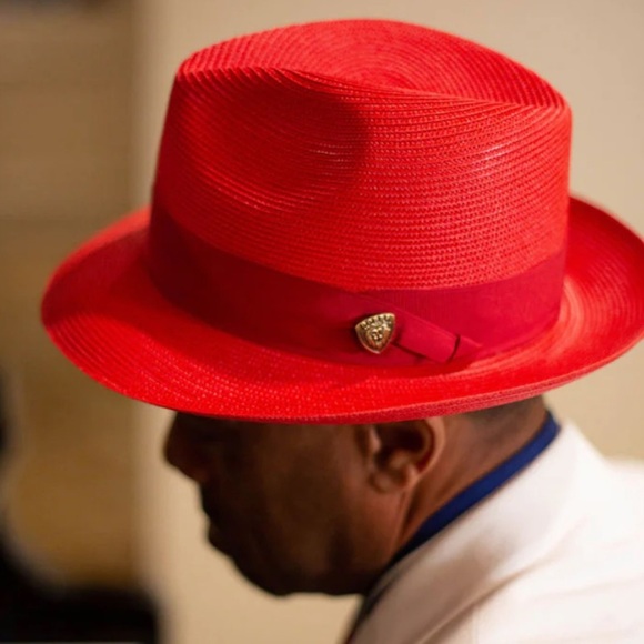 Dobbs Mens Rosebud Red Milan Straw Fedora
